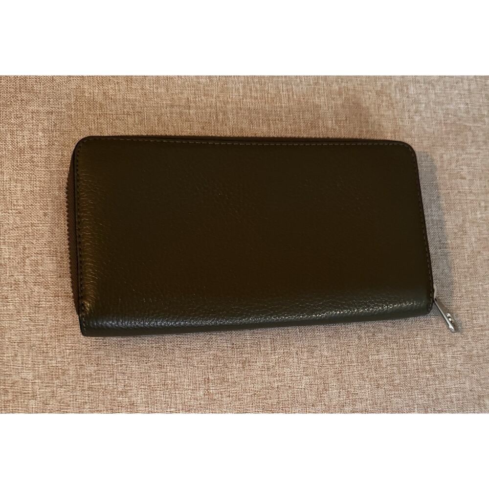 Coach C4451 Pebbled Leather Long Zip Around Wallet Clutch Forrest Green - Picture 2 of 13